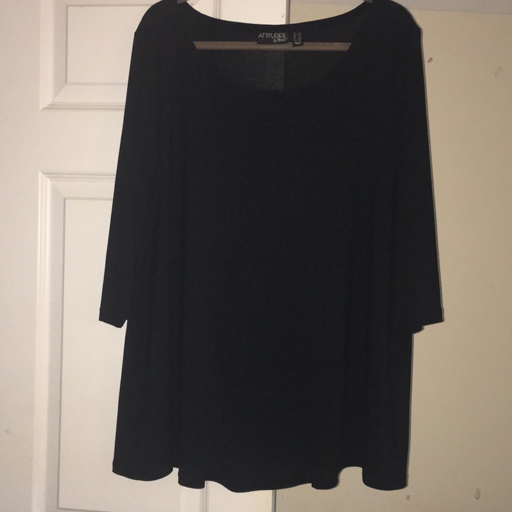 Attitudes by Renee 1X shirred back top in black
